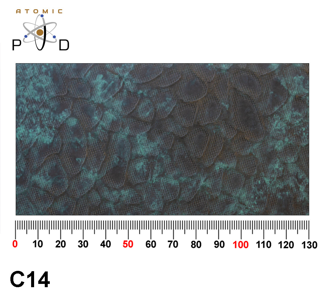 C14 Etched Verdigris Green  Brown Copper Patina Stainless Steel Electroplated Sheet Atomic PVD