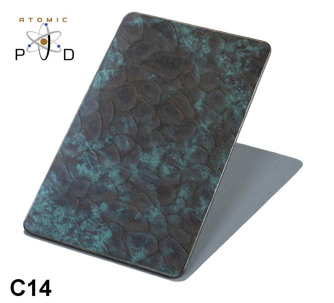 C14 Etched Verdigris Green  Brown Copper Patina Stainless Steel Electroplated Sheet Atomic PVD