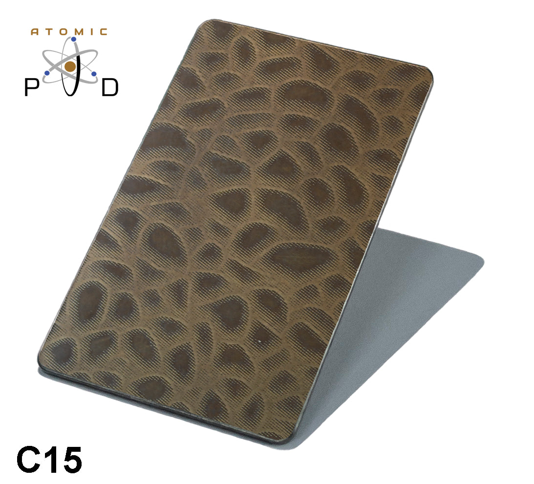 C15 Etched Bronze Patina Electroplated Stainless Steel Sheet Atomic PVD