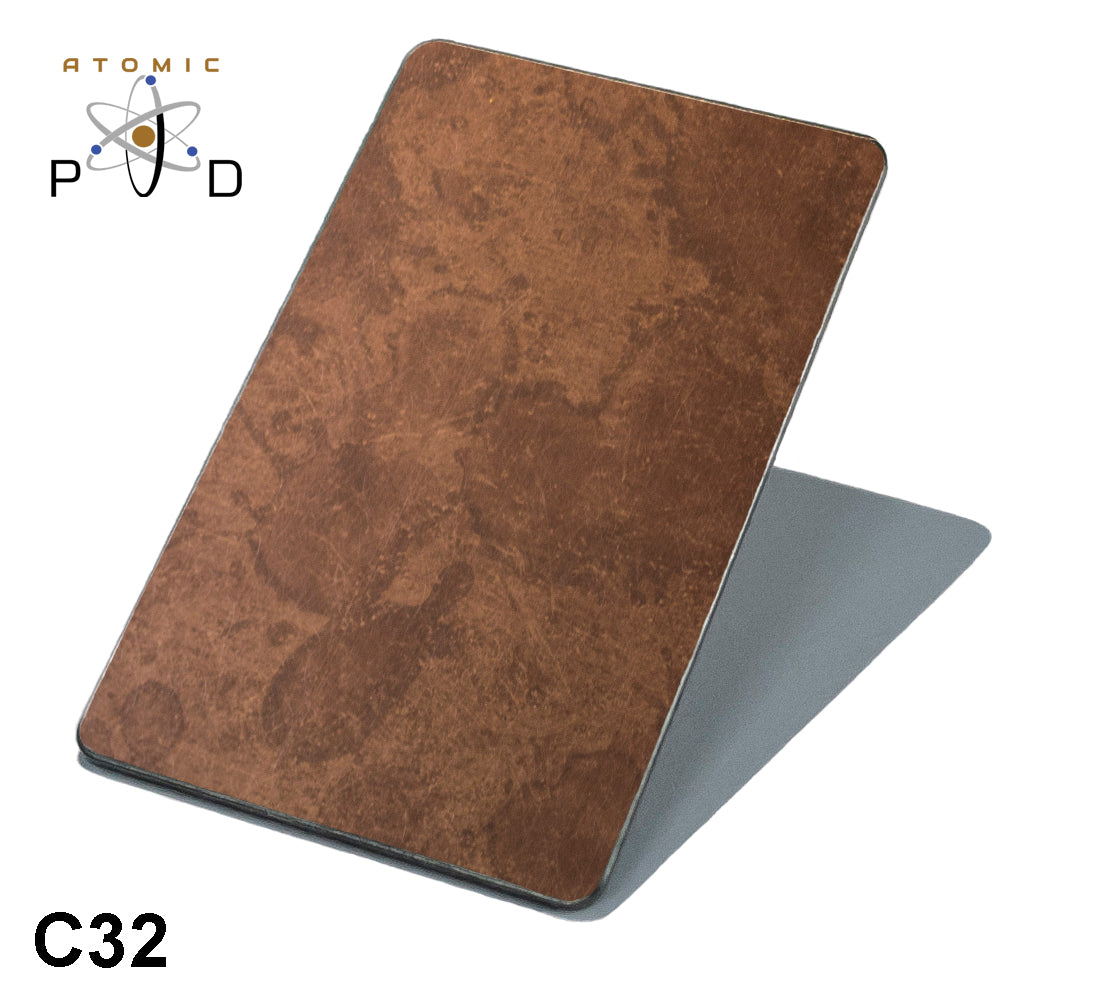 C32 Mottled Weathered Copper Patina Stainless Sheet Atomic PVD