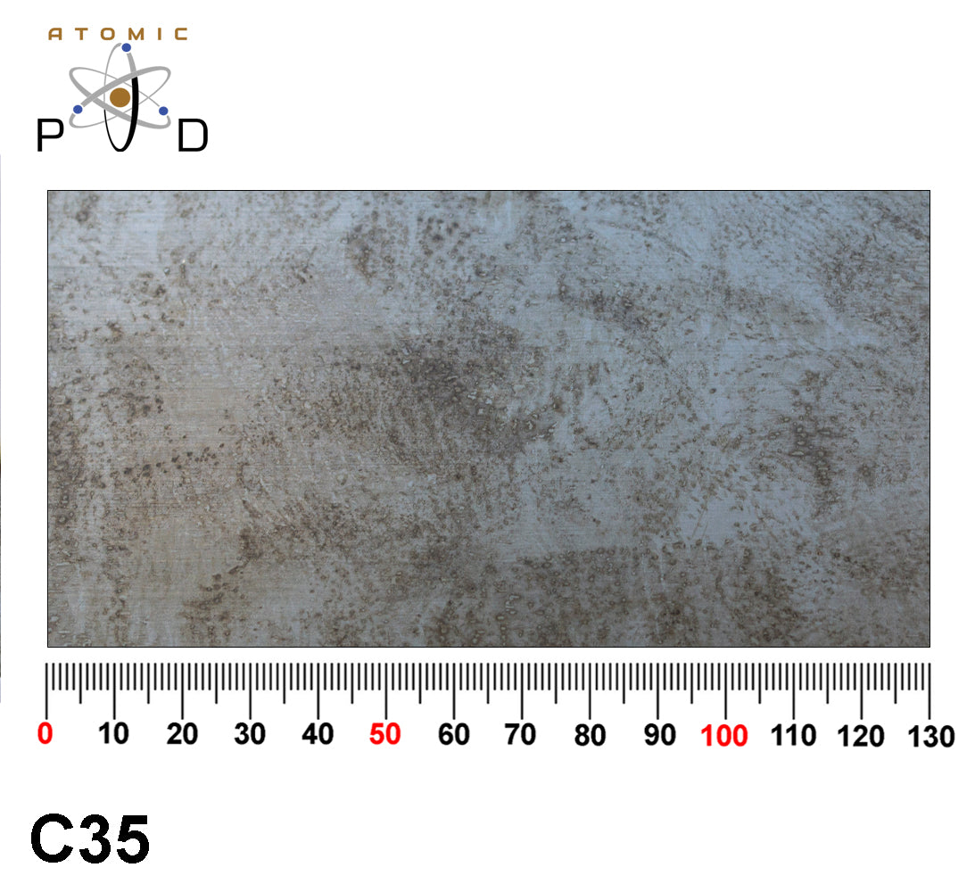 C35 Mottled Blackened Steel (Light) Electroplated Patina Sheet Atomic PVD